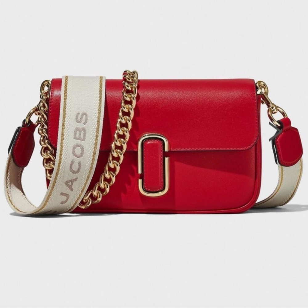 Marc Jacobs Red and Gold Crossbody Bag with Chain Strap